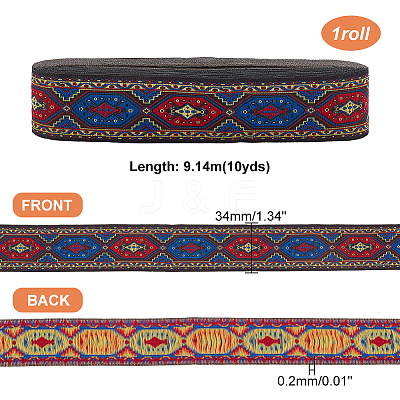 10 Yards Ethnic Style Polyester Ribbon OCOR-WH0082-29B-1