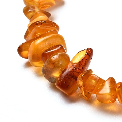 Natural Amber Chip Beads Stretch Bracelet for Kid BJEW-JB06819-01-1