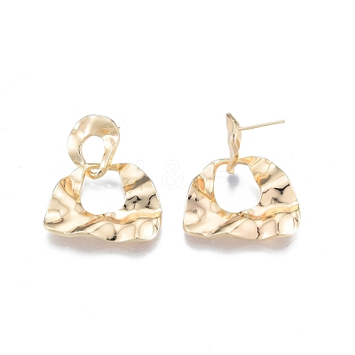 Brass Twist Half Round Dangle Stud Earrings for Women EJEW-G309-02G-1
