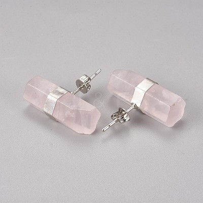 Natural Rose Quartz Stud Earrings EJEW-I212-F-01P-1