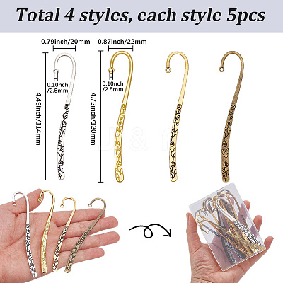 20Pcs 4 Styles Alloy Bookmark Findings DIY-SC0033-58-1