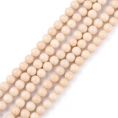 Natural Fossil Beads Strands G-E110-4mm-2-1