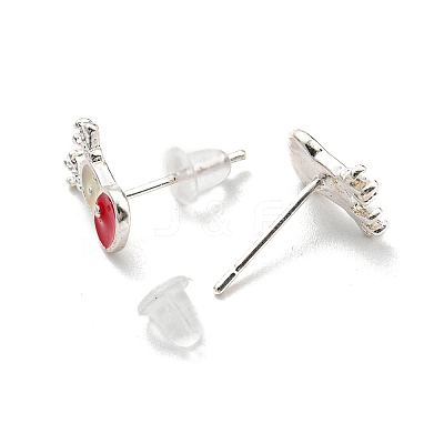 Christmas Theme Brass Stud Earrings EJEW-D062-01I-S-1