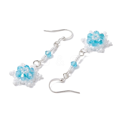 Glass Seed Beaded Dangle Earrings EJEW-MZ00171-01-1