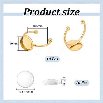 DIY Half Round Dome 304 Stainless Steel Open Cuff Rings Jewelry Making Kits DIY-UN0006-39-1