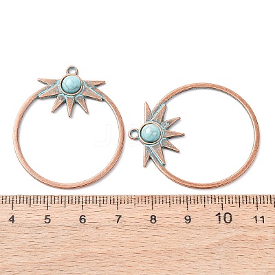 Alloy with Synthetic Turquoise Pendants FIND-B055-01J-1