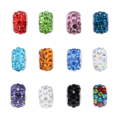 Polymer Clay Rhinestones European Beads FPDL-S015-01-B-1
