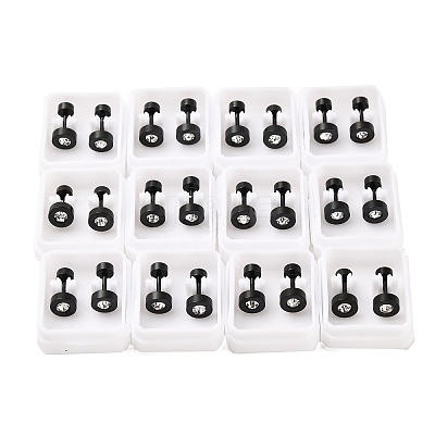 Flat Round Crystal Rhinestone Ear Fake Plugs EJEW-H105-21EB-B-1