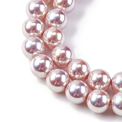 UV Plating Pearlized Glass Pearl Beads Strands GLAA-F128-01B-T11-1