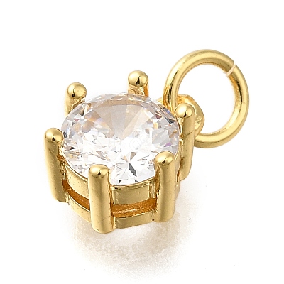 Brass Pave Cubic Zirconia Pendants X-KK-V002-23G-01-1