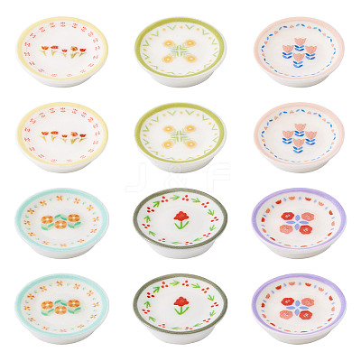24Pcs 6 Colors Printed Opaque Resin Cabochons RESI-TA0005-28-1