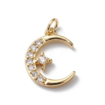 Brass Micro Pave Cubic Zirconia Pendants KK-E003-17G-1