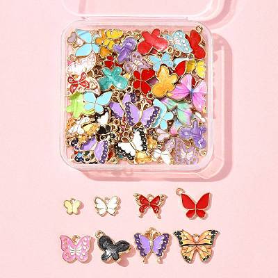 80Pcs 8 Styles Alloy Enamel Pendants ENAM-FS0003-62-1
