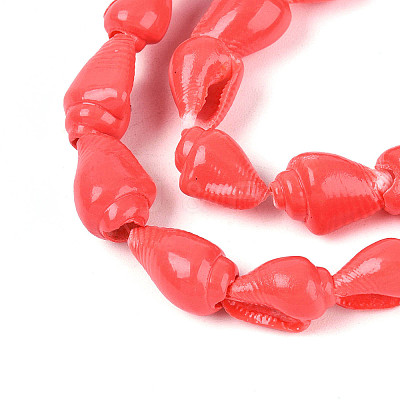 Spray Painted Natural Spiral Shell Beads Strands X1-BSHE-G039-08F-1