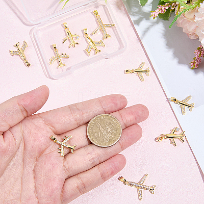 10Pcs 5 Styles Brass Micro Pave Cubic Zirconia Pendants KK-BBC0019-87-1