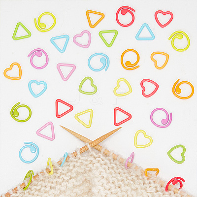 36Pcs 3 Styles Ring & Heart & Triangle Alloy Locking Stitch Marker TOOL-BC0002-27-1