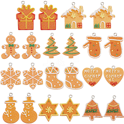 44Pcs 11 Styles Christmas Plastic Pendants FIND-SC0011-38-1