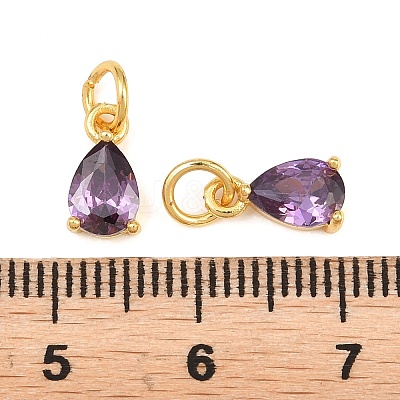 Brass Pave Cubic Zirconia Charms KK-K340-51G-01-1