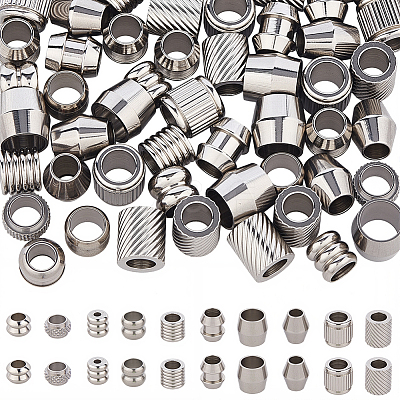 90Pcs 10 Styles 201 Stainless Steel European Beads STAS-PA0001-01-1