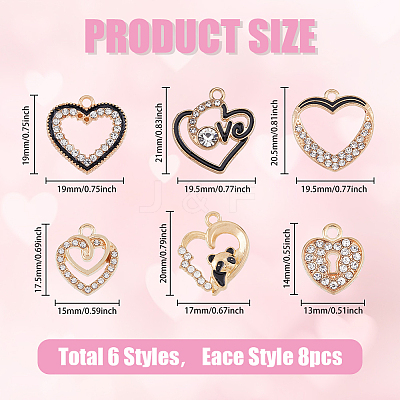 48Pcs 6 Styles Alloy Enamel Pendants FIND-FH0007-68-1