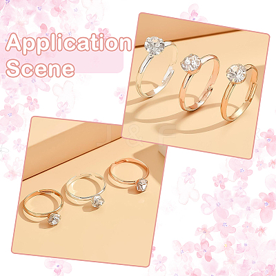 40Pcs Adjustable Alloy Rhinestone Finger Rings for Women RJEW-SP0001-02G-1