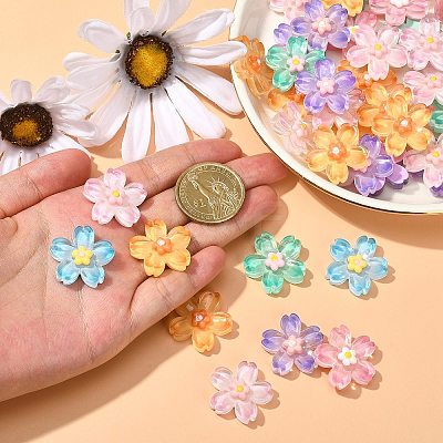 60Pcs 6 Colors Gradient Color Translucent Resin Cabochons RESI-CJ0002-51-1