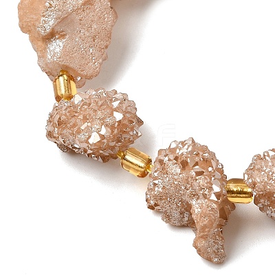 Electroplated Natural Druzy Agate Beads Strands G-G289-02D-1