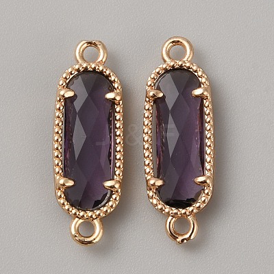 Golden Plated Brass Pave Glass Connector Charms LS-FIND-WH0110-728G-08-1