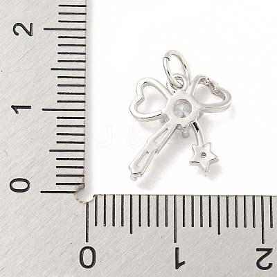 Rack Plating Brass Micro Pave Clear Cubic Zirconia Pendants KK-B093-01D-P-1