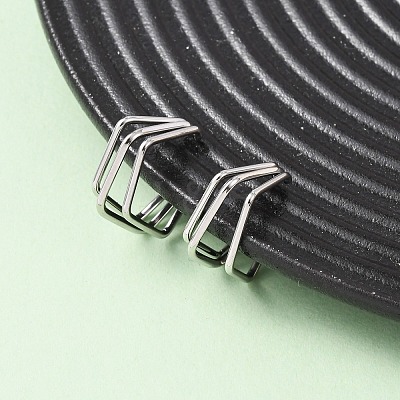 304 Stainless Steel Triple Pentagon Cuff Earrings LS-EJEW-K268-88P-1