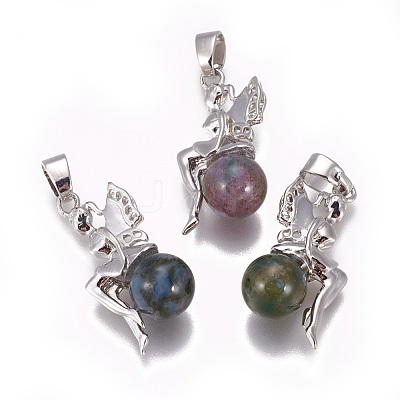 Natural Indian Agate Pendants G-L512-E05-1
