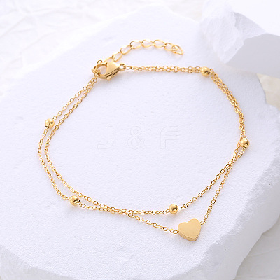 Beach Heart Shape Beaded Double Layer Bracelet and Anklet for Women PS4517-1