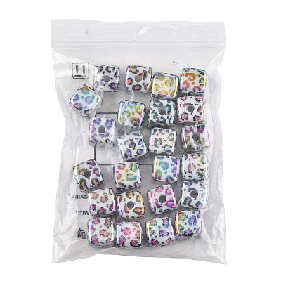 30Pcs UV Plating Opaque Acrylic Beads OACR-FS0002-56-1