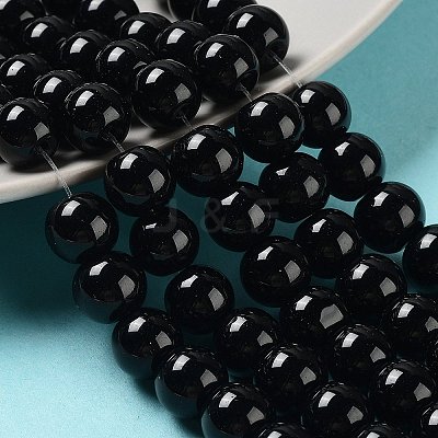 Black Glass Pearl Round Loose Beads For Jewelry Necklace Craft Making X-HY-10D-B20-1