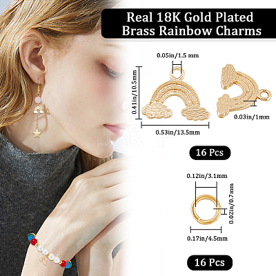 16Pcs Brass Rainbow Charms DIY-CN0002-82-1