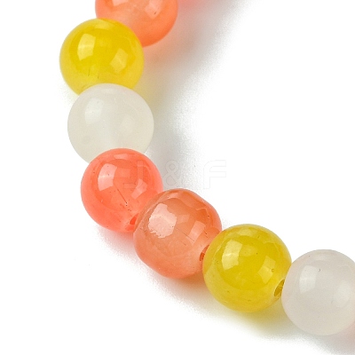 8mm Baking Paint Imitation Jade Glass Round Beaded Stretch Kids Bracelets for Girls Boys BJEW-JB10895-1
