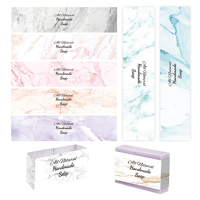 90Pcs 9 Style Rectangle with Marble Pattern & Word Handmade Soap Paper Tag DIY-PH0002-77B-WH-1