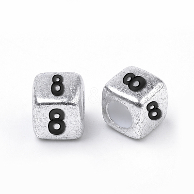 Antique Silver Plated Acrylic Beads PB43C9308-8-1