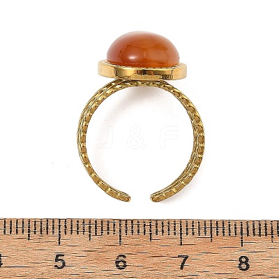 Natural Mixed Gemstone with 304 Stainless Steel Open Cuff Rings Set for Women RJEW-JR01115-1