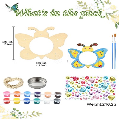 DIY Unfinished Wood Butterfly Shape Pet Feeder Kits for Children's Crafts ST-CJ0009-3-1