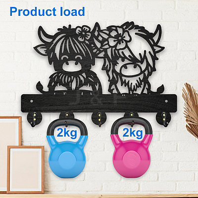 Wood & Iron Wall Mounted Hangers HJEW-WH0055-217-1
