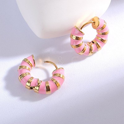 Enamel Striped Thick Hoop Earrings JE1110H-1