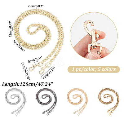 5Pcs 5 Colors Zinc Alloy Bag Straps FIND-PH0010-81-1