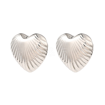 Brass Heart Ear Studs for Women EJEW-P268-06P-1