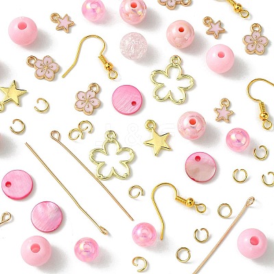DIY Round Acrylic & Alloy Dangle Earring Making Kit DIY-FS0006-30-1