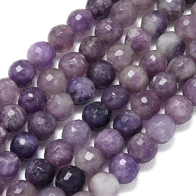 Natural Lepidolite/Purple Mica Beads Strands G-B165-A11-6mm-1