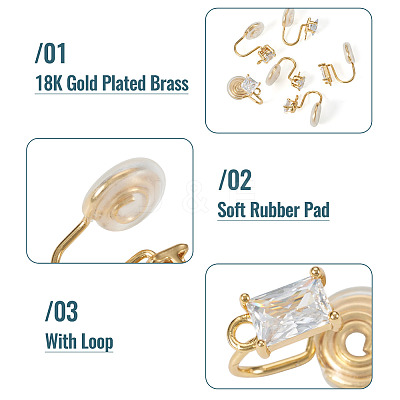 12Pcs 6 Styles Brass Micro Pave Clear Cubic Zirconia Ear Cuff Findings KK-TA0003-24-1