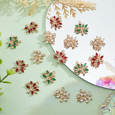 18Pcs 3 Colors Brass Micro Pave Cubic Zirconia Pendants KK-DC0001-25-1