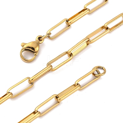 304 Stainless Steel Paperclip Chain Necklaces X-NJEW-Q013-03G-1