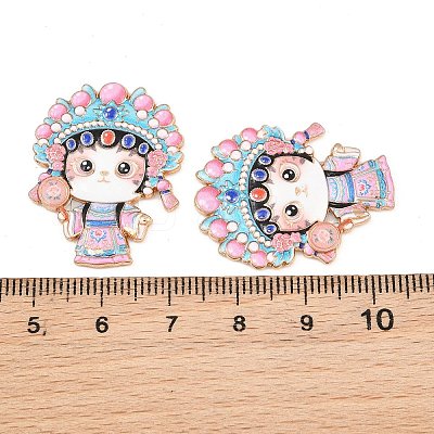 Peking Opera Cat Alloy Enamel Cabochons AL-CBA1A6F-04KCG-A-1